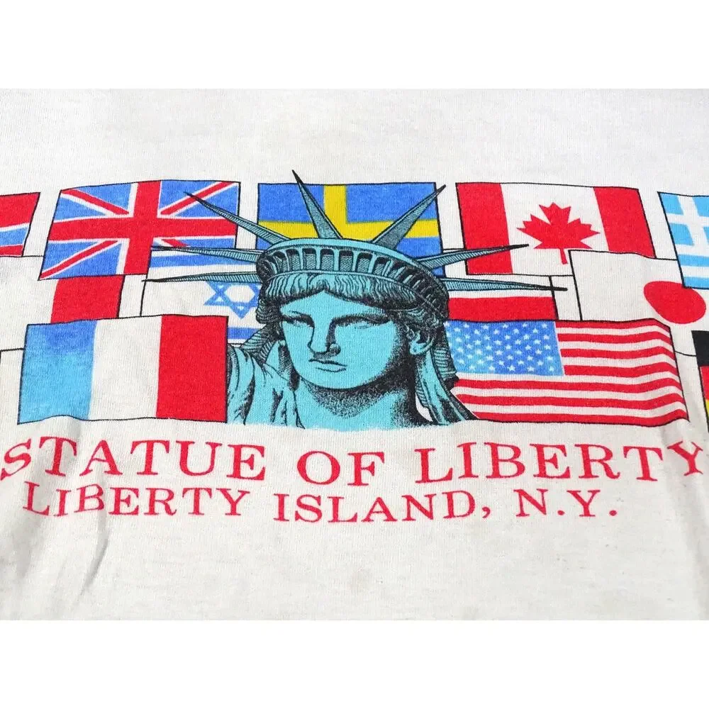 Vintage Statue Of Liberty T-Shirt XL NYC Souvenir Flags 90s Single Stitch